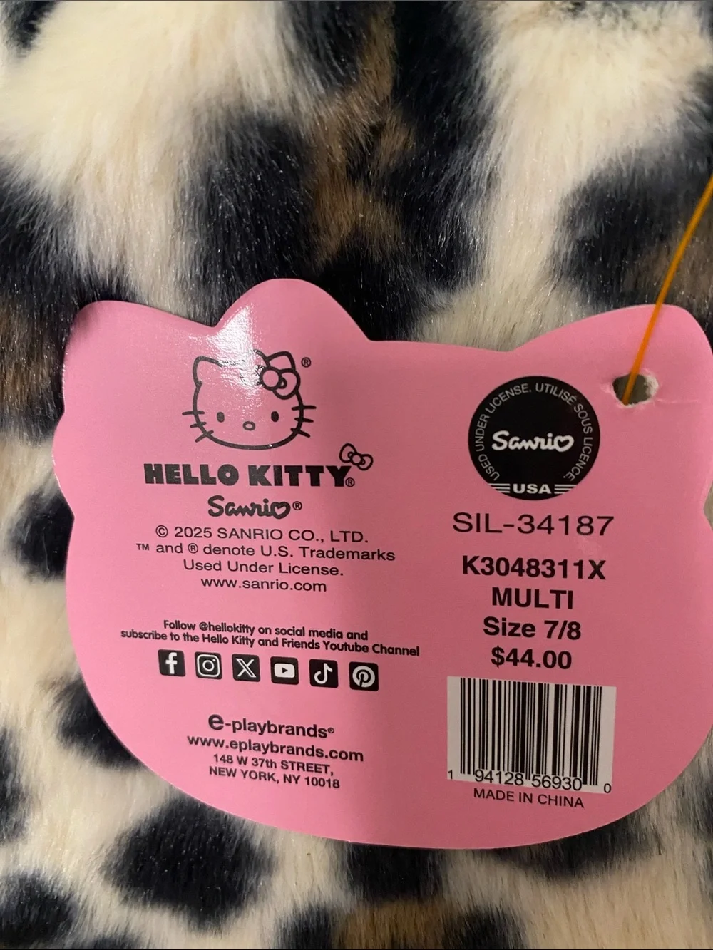 Hello Kitty Faux Fur Leopard Vest - Black, Tan, Cream